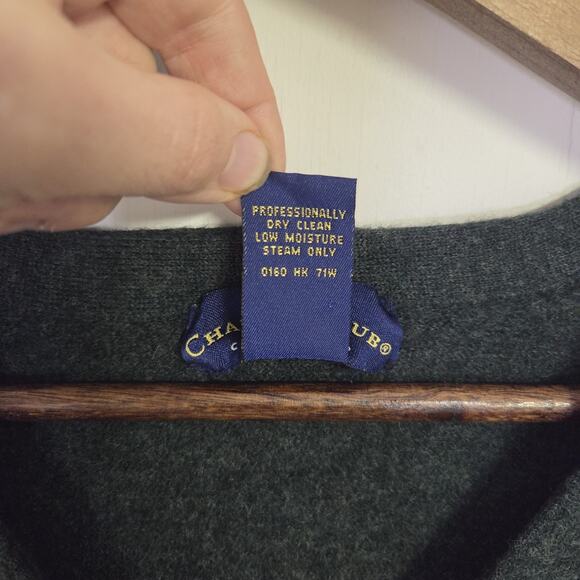 Merino Wool Cardigan Sweater Pure New Wool Dark Green Charter Club Size XL - Picture 4 of 5